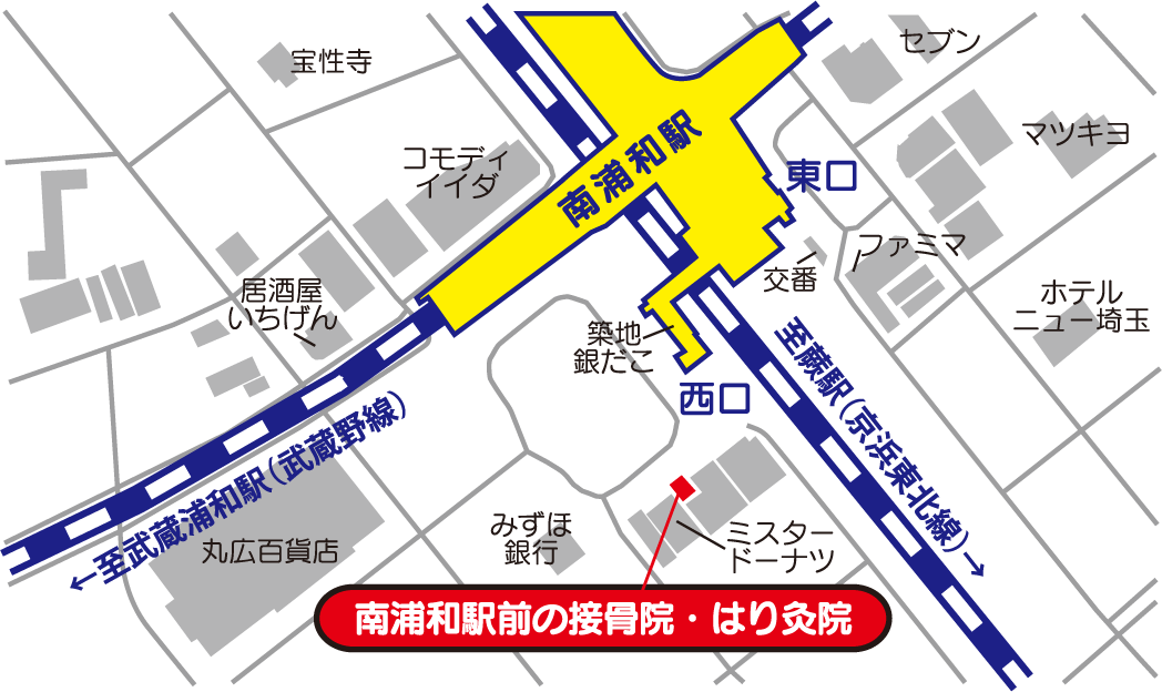 南浦和駅前の接骨院・はり灸院の地図